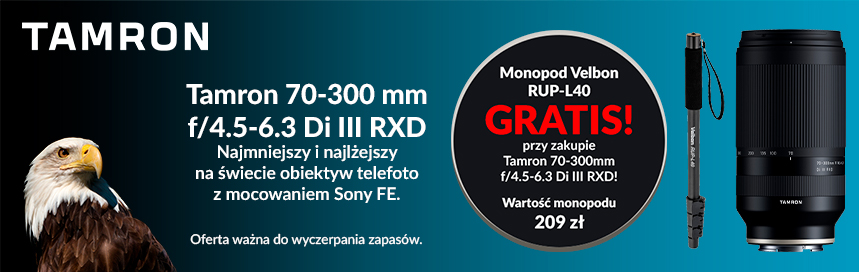 Tamron 70-300 z mocowaniem Sony FE + monopod gratis