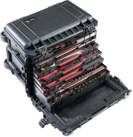 Peli 0450 skrzynia bez gąbki, z szufladami/czarna