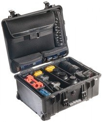 Peli 1560 skrzynia z przegródkami + wypełnienie wieczka LOC/czarna